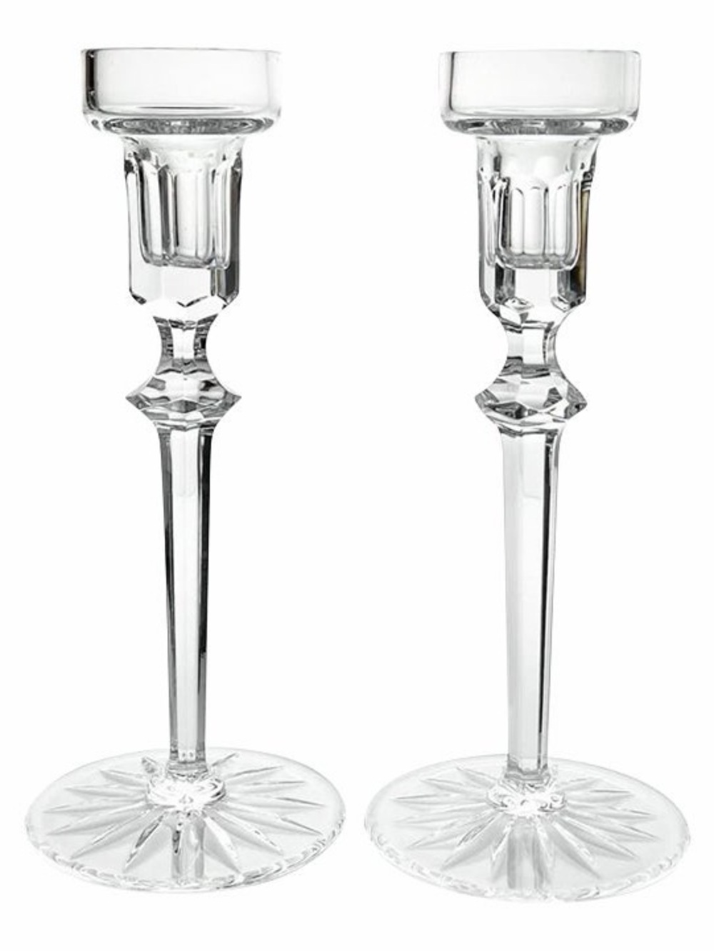 Rogaska Richmond Crystal Candlestick Holders vintage Signed 1990s Pair 7.75”